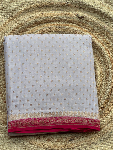 Silver shaded with pink pure crepe Banaras silk sarees