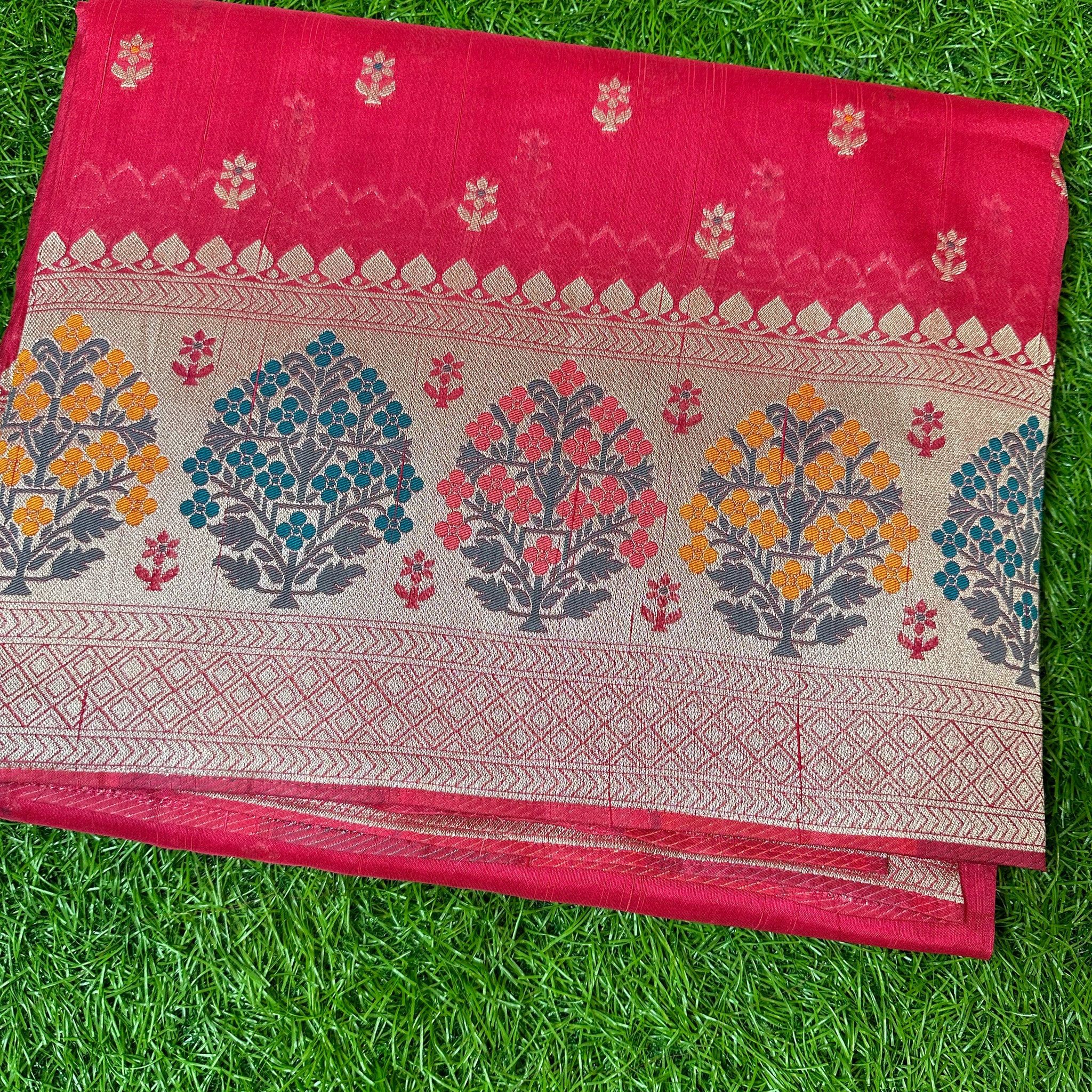 Red Paithani tusser