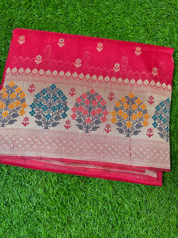 Red Paithani tusser
