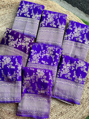 Purple crushed georgette jaal pattern Saree