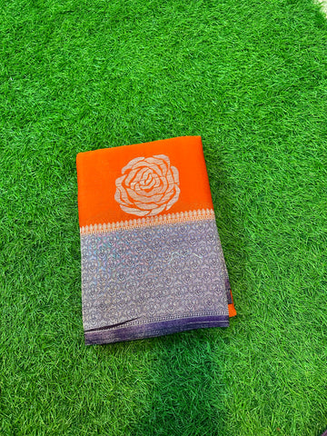 Orange and purple soft crepe rose butta.