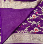Purple jaal pattern pure georgette with water zari saree