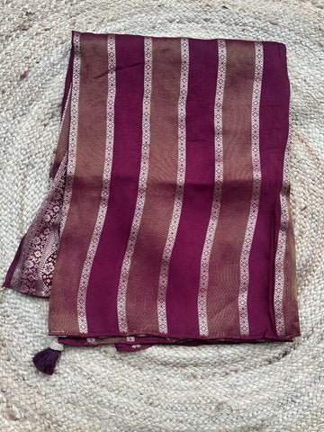 Coffee brown vertical stripes Saree