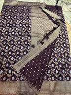 Coffee brown designer georgette jaal pattern saree.