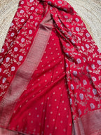 Red designer georgette in jaal pattern