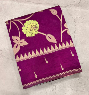Purple temple border tusser Paithani saree