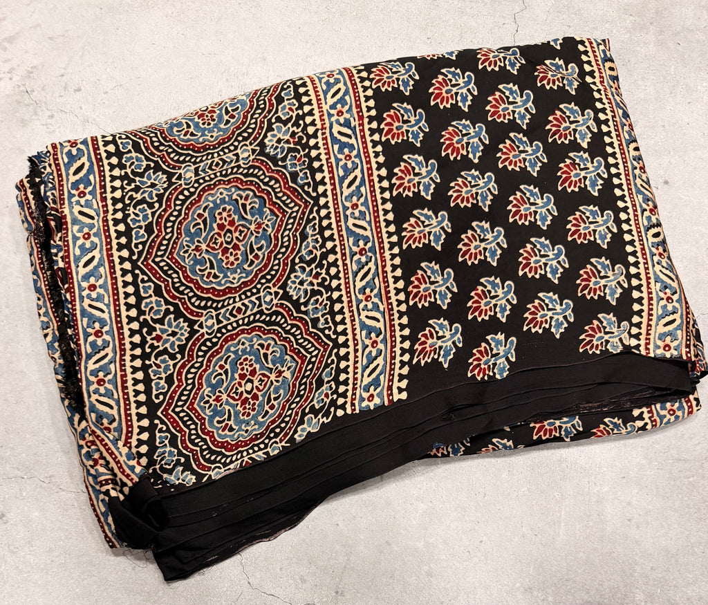 Black  pure Ajrak dola sarees