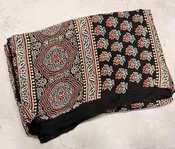 Black  pure Ajrak dola sarees
