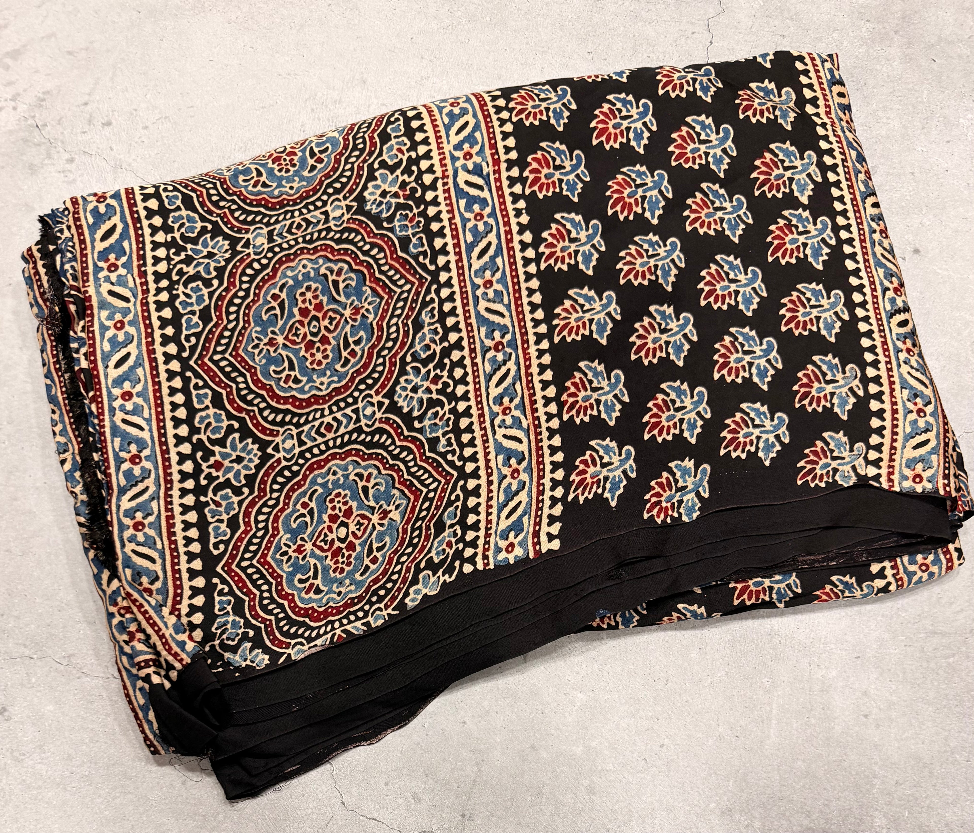 Black  pure Ajrak dola sarees