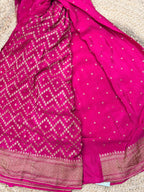 Deep Rani pink pure crepe Banaras