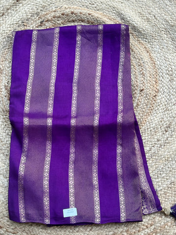 Purple vertical stripes Chiniya crepe sarees