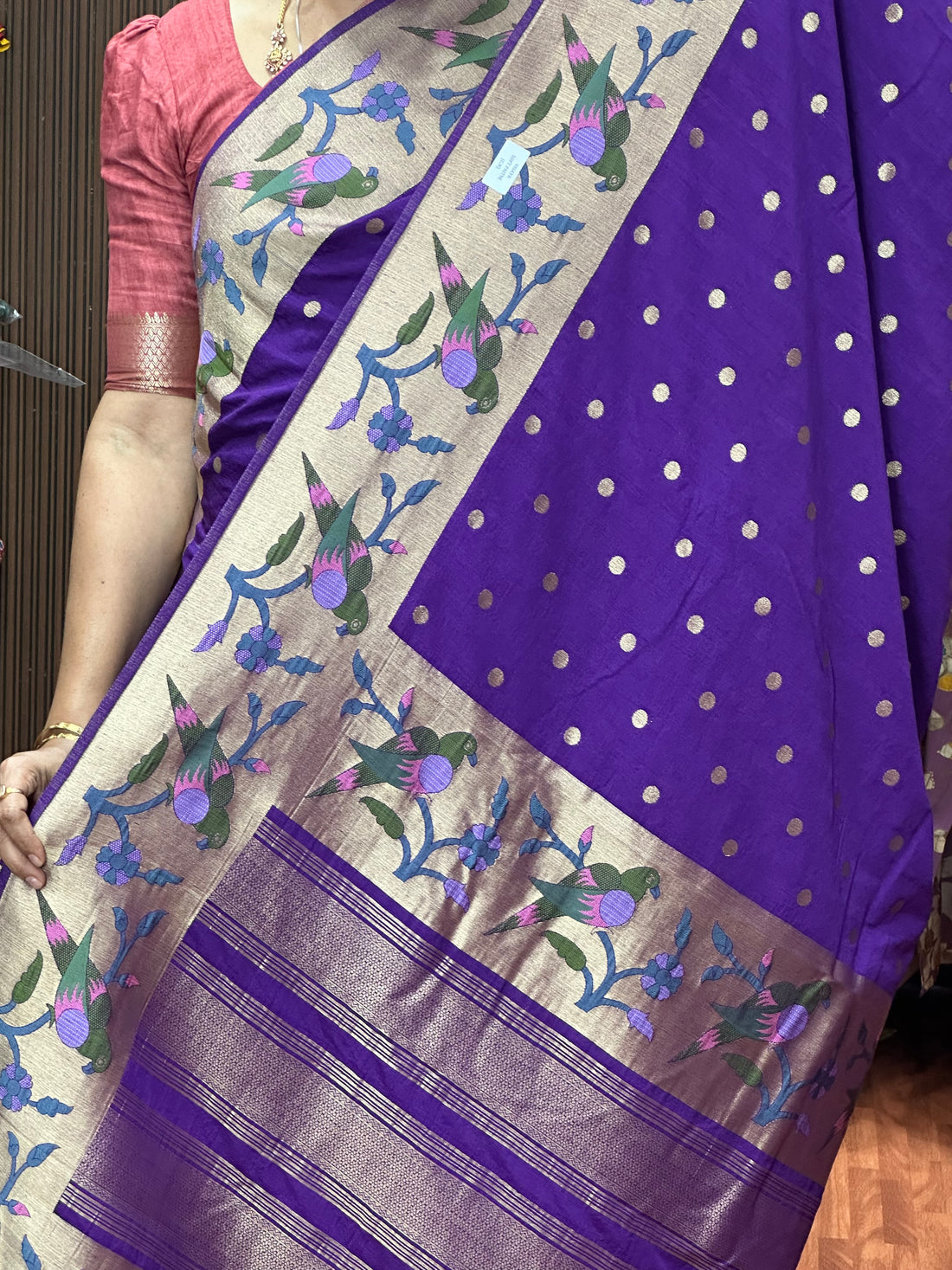 Purple tusser with Paithani sarees