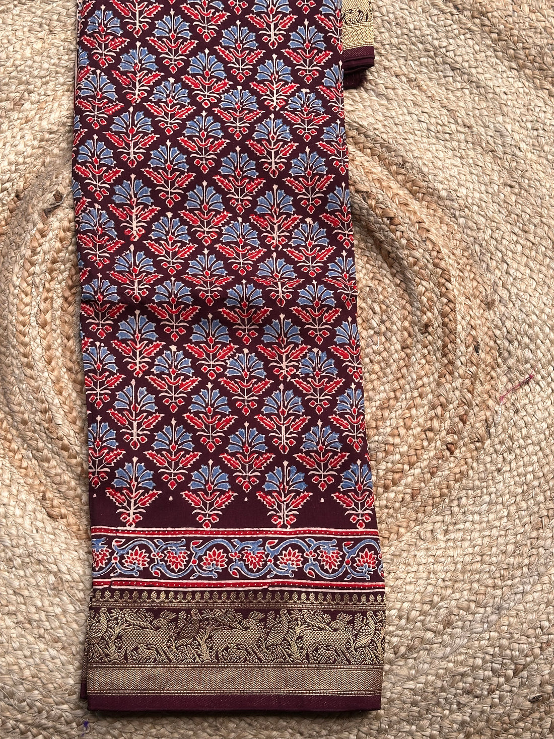 Pure Ajrak dola silk with premium zari