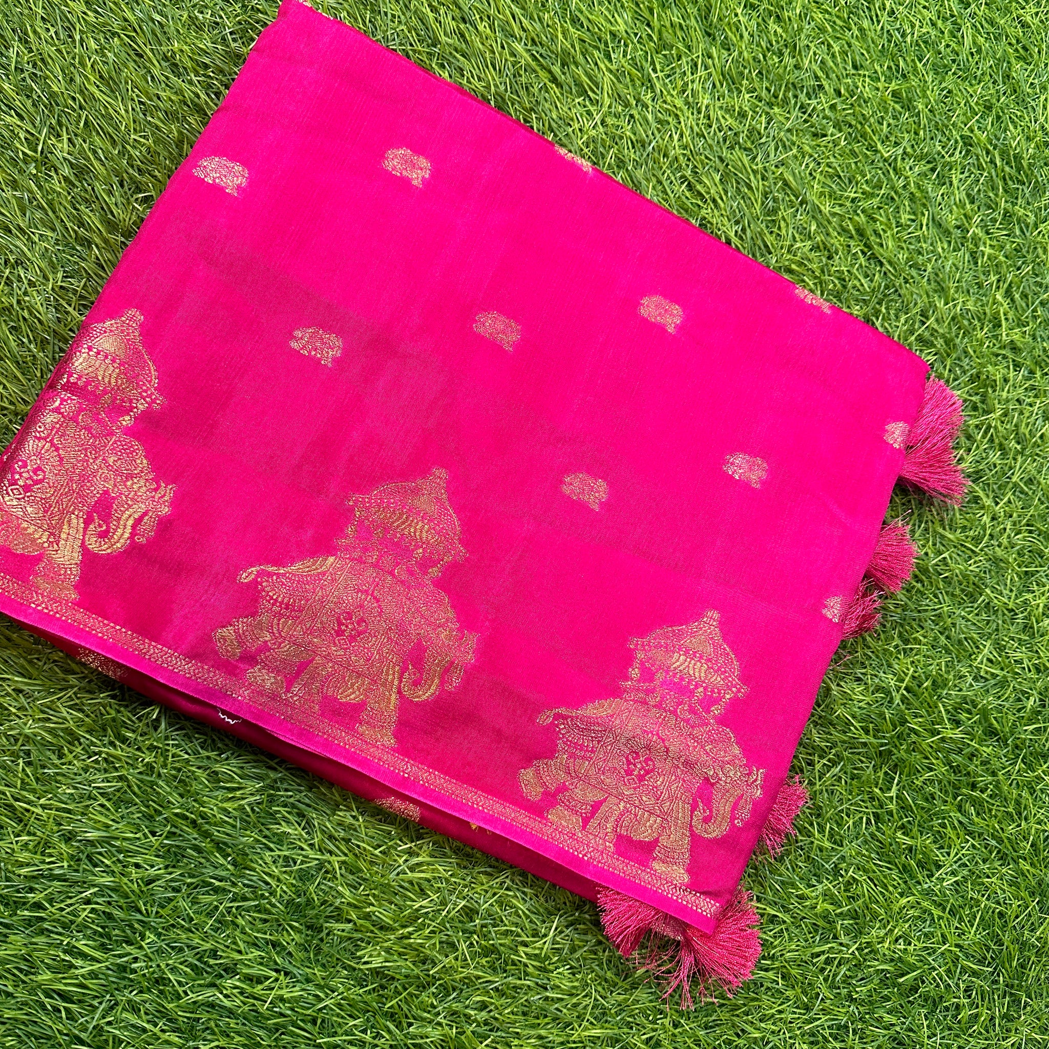 Dola silk in elephant border