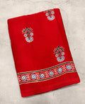 Bright Red pure Ajrak dola sarees