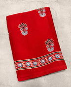 Bright Red pure Ajrak dola sarees