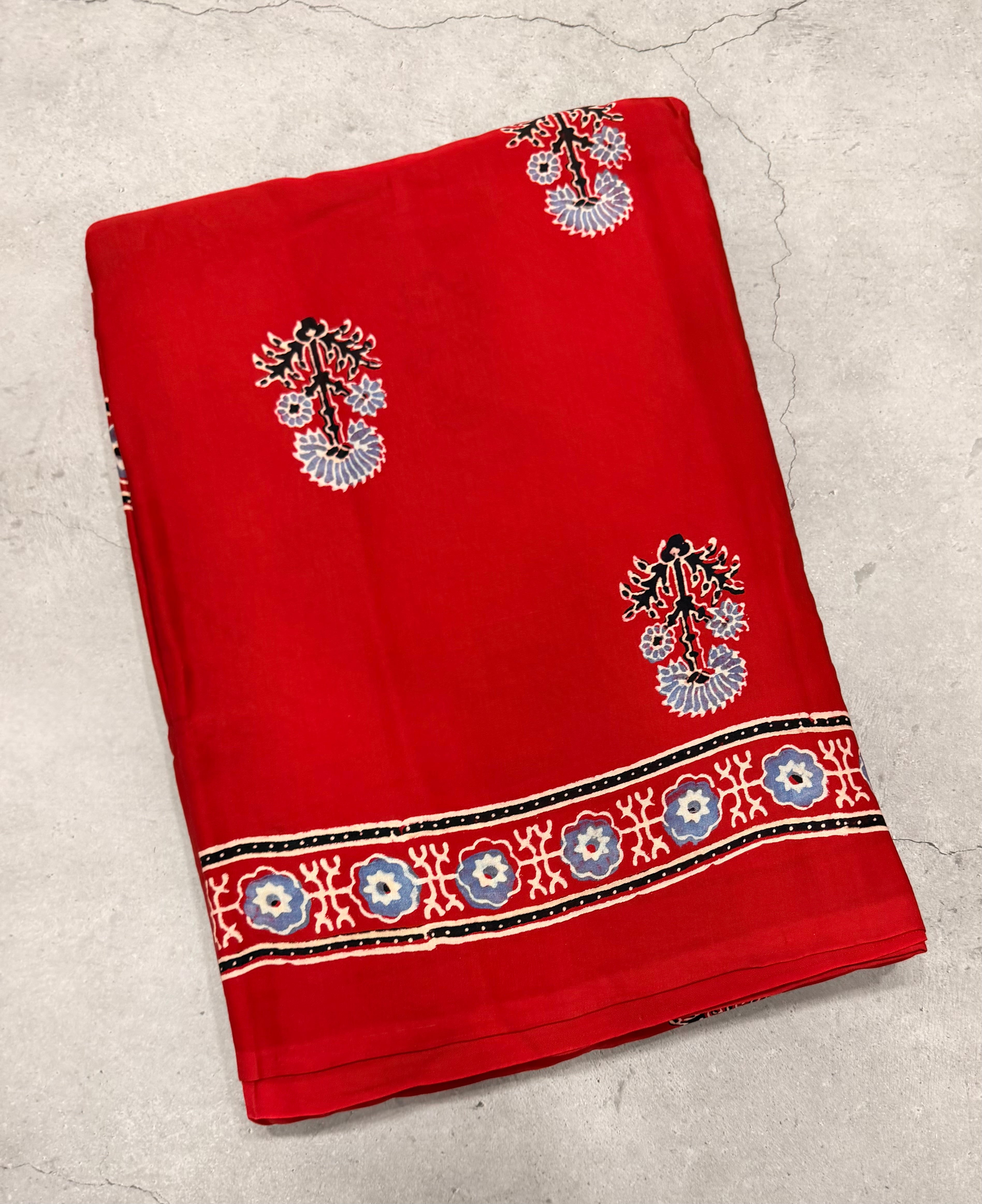 Bright Red pure Ajrak dola sarees