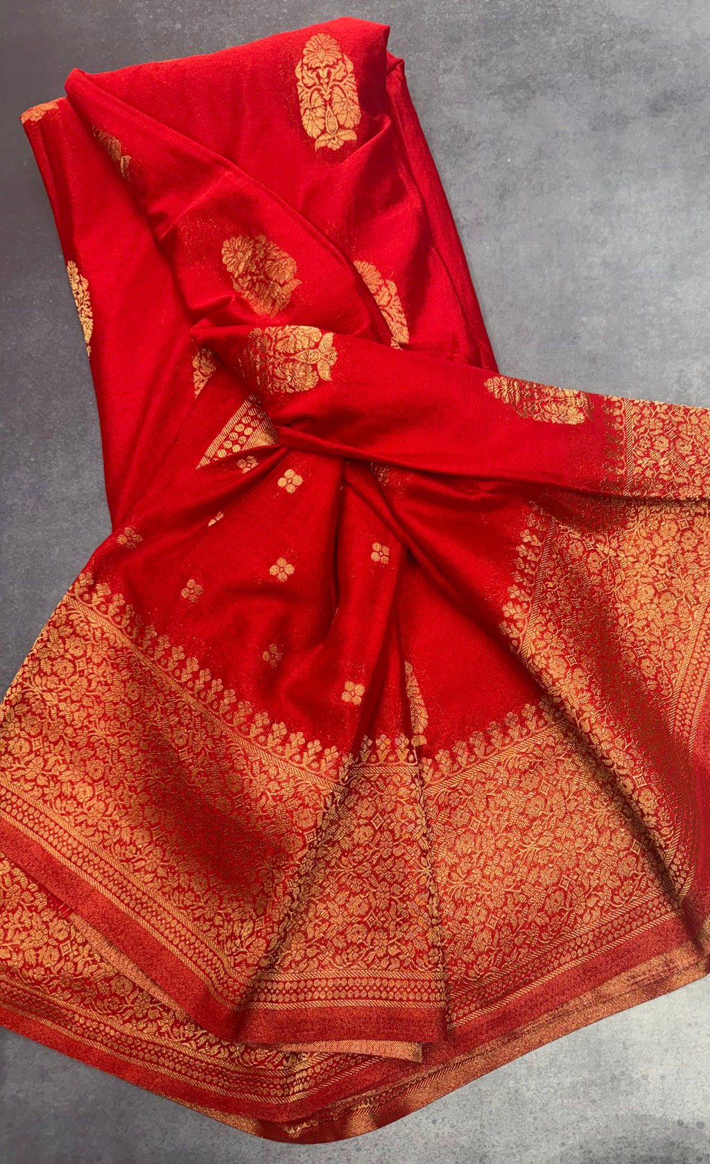 Red big butta 107 designer soft crepe silk