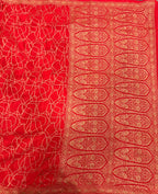 Red abstract pure benarasi crepe silk saree