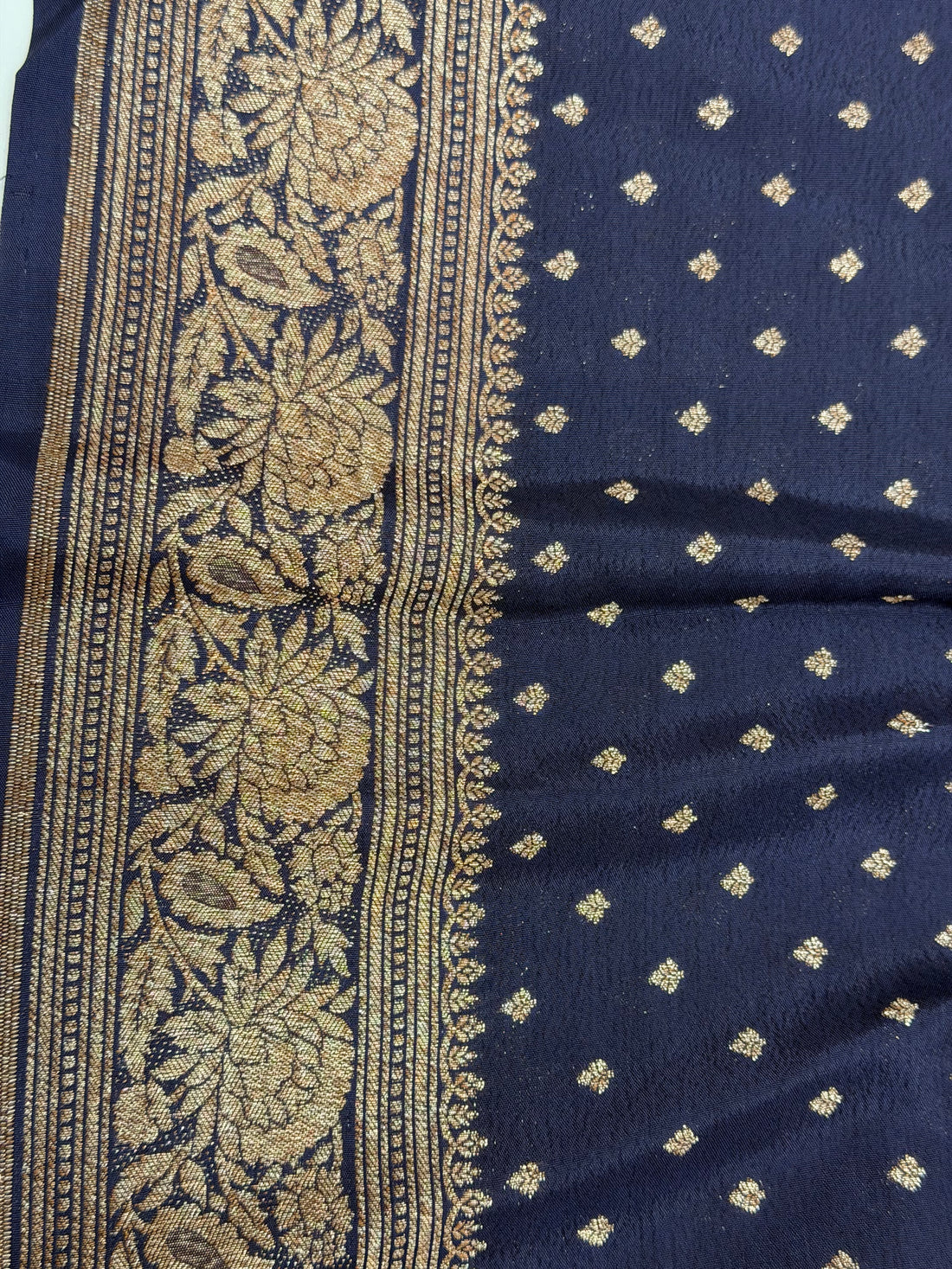 Deep blue Banaras blouse material 1 mtr