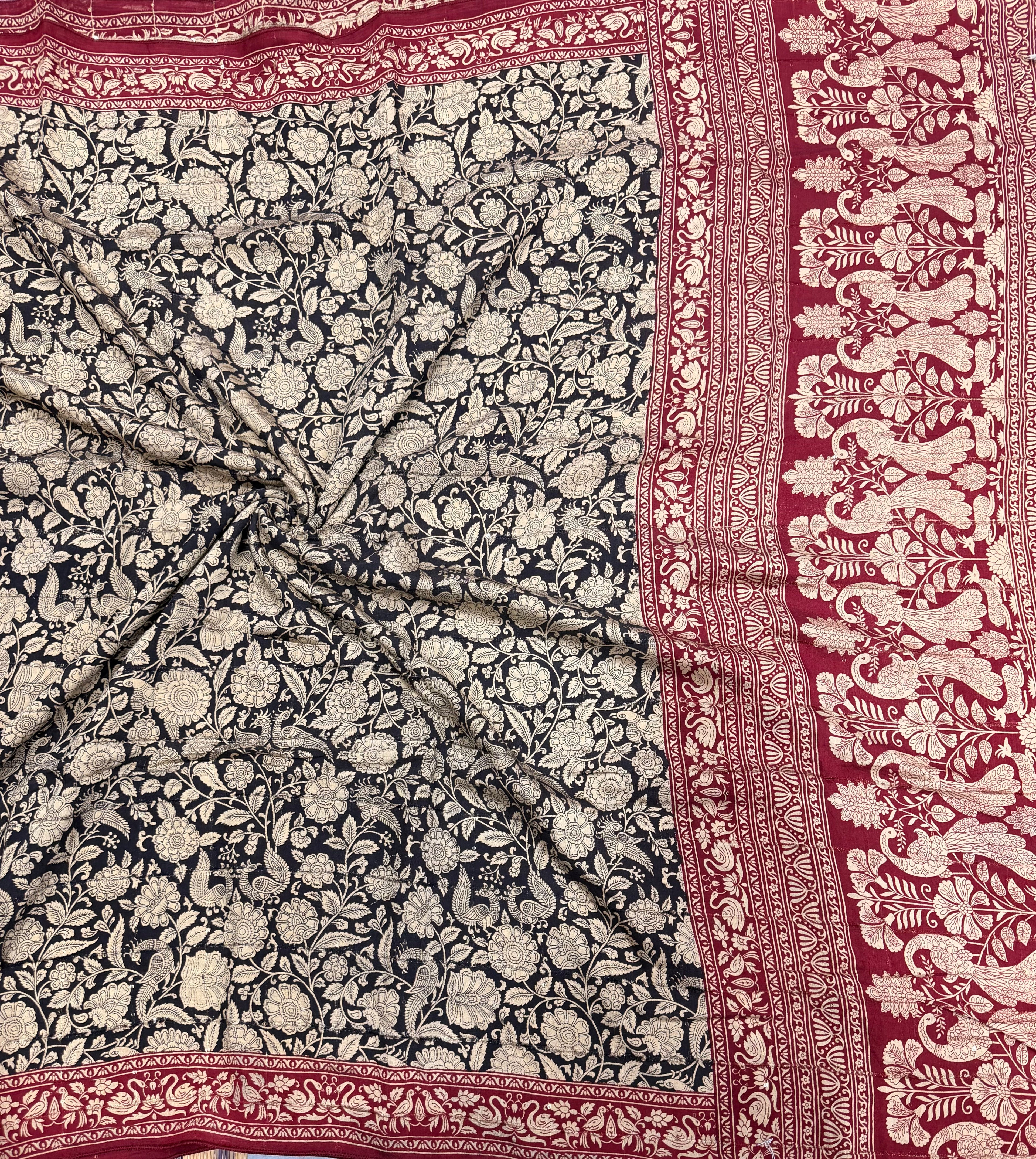 Black n maroon Kalamkari digital print 107 casual saree