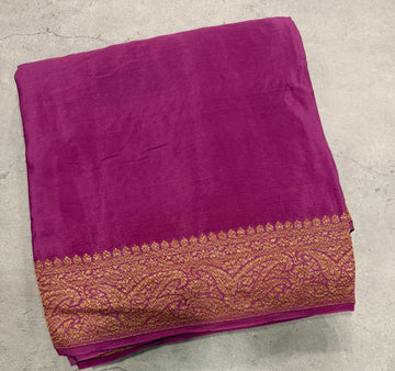 Lavender pure benarasi crepe silk saree