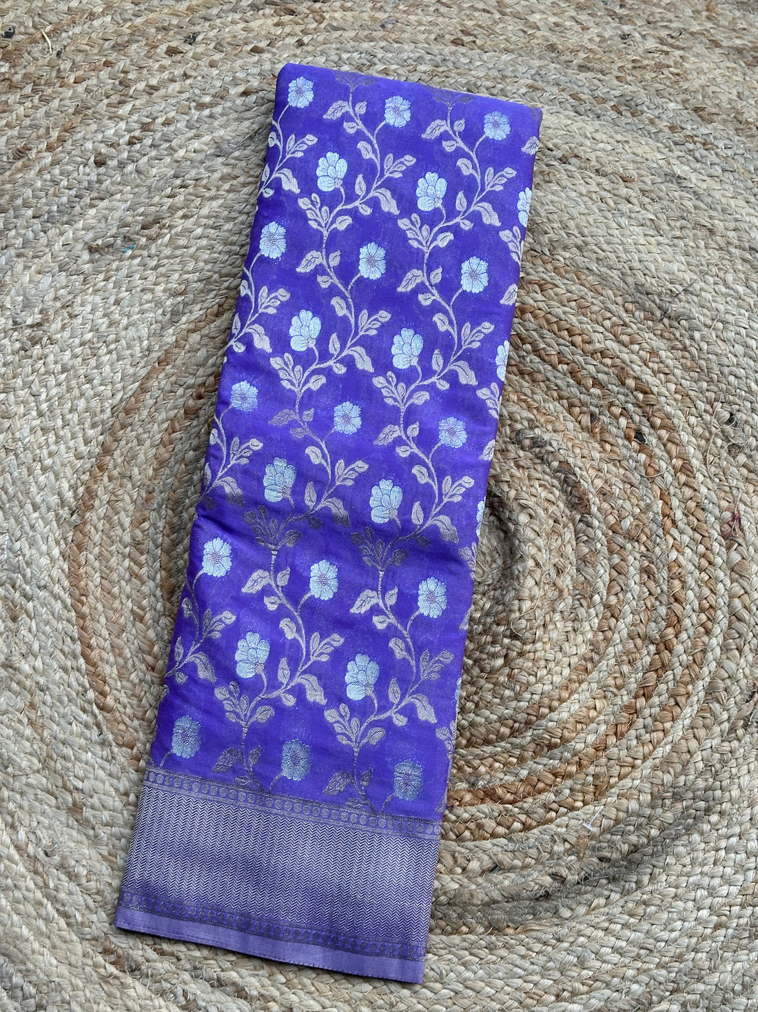 Lilac designer georgette jaal pattern