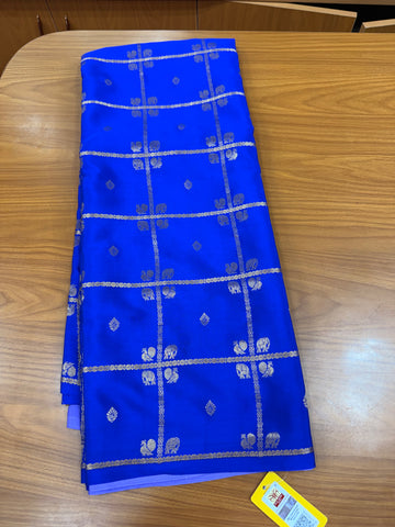 Royal blue and lavender pure crepe Mysore silk sarees 130 gsm