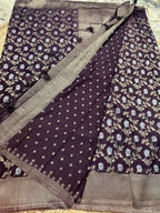 Coffee brown designer georgette jaal pattern saree.