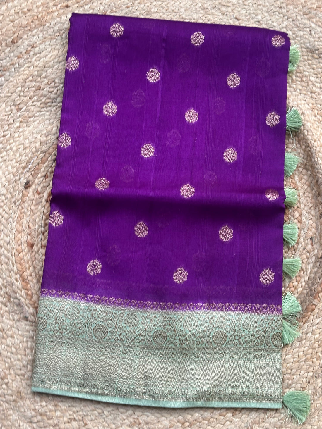 Purple and sea green tusser silk sarees