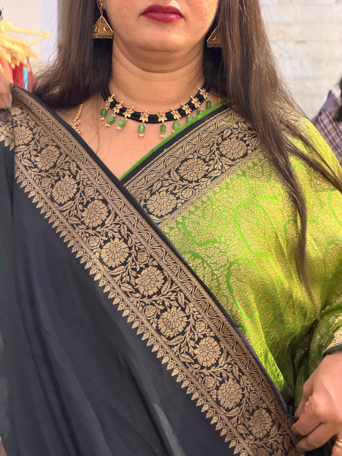 Light green brocade pure benarasi crepe silk saree