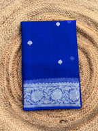 Royal blue Banarasi pure khadi chiffon saree sliver zari woven