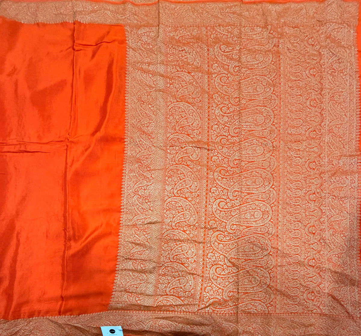 Orange pure benarasi crepe silk saree