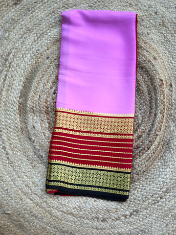 Pink and red pure crepe Mysore Silk sarees 120 gsm