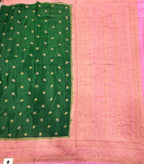 Bottle green pure benarasi crepe silk saree