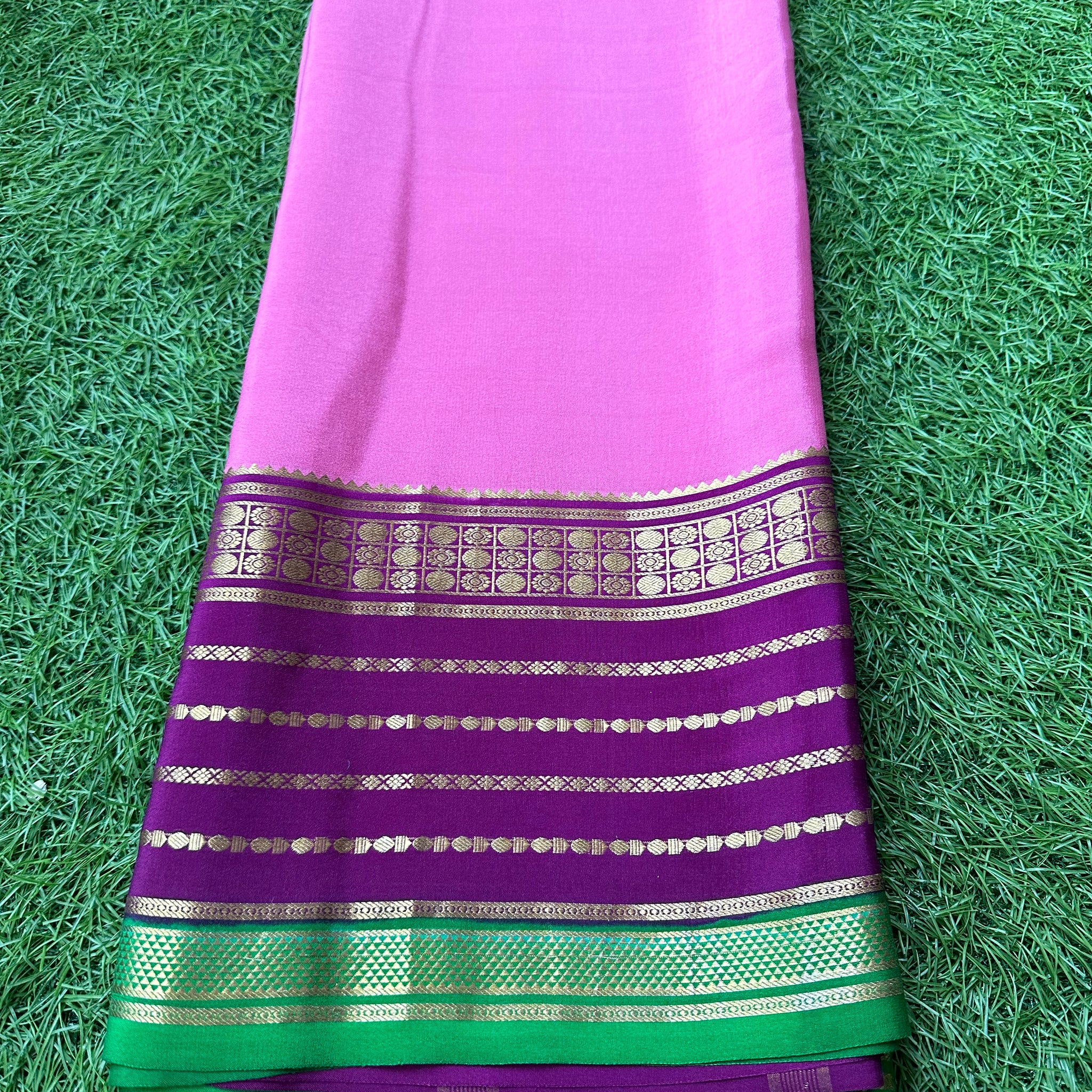 Pink with wine Pure crepe Mysore Silk
