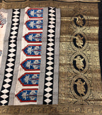 Half white and black pure Ajrak dola sarees