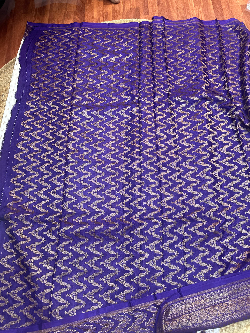 Purple and white crepe chiffon sarees