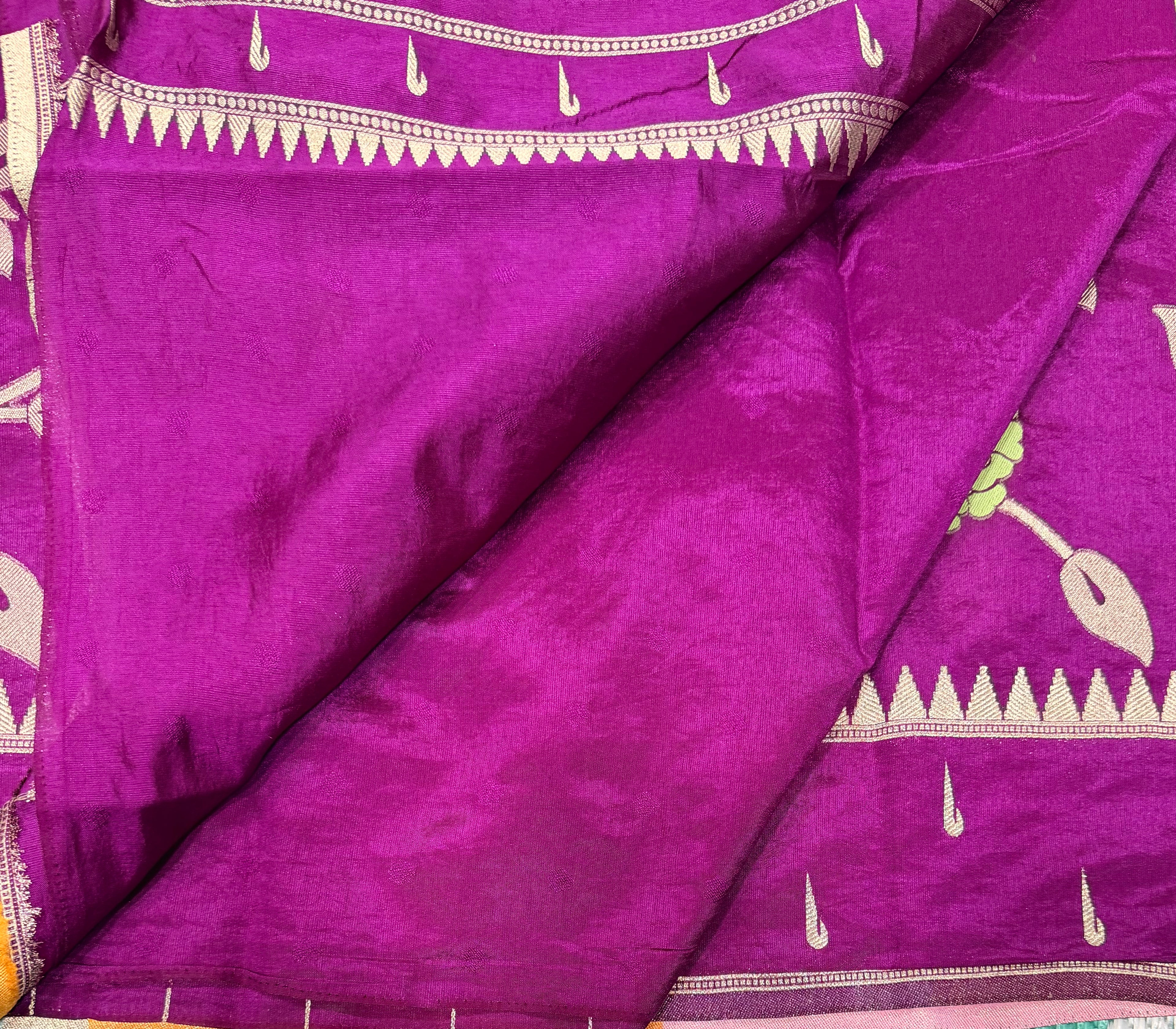 Purple temple border tusser Paithani saree