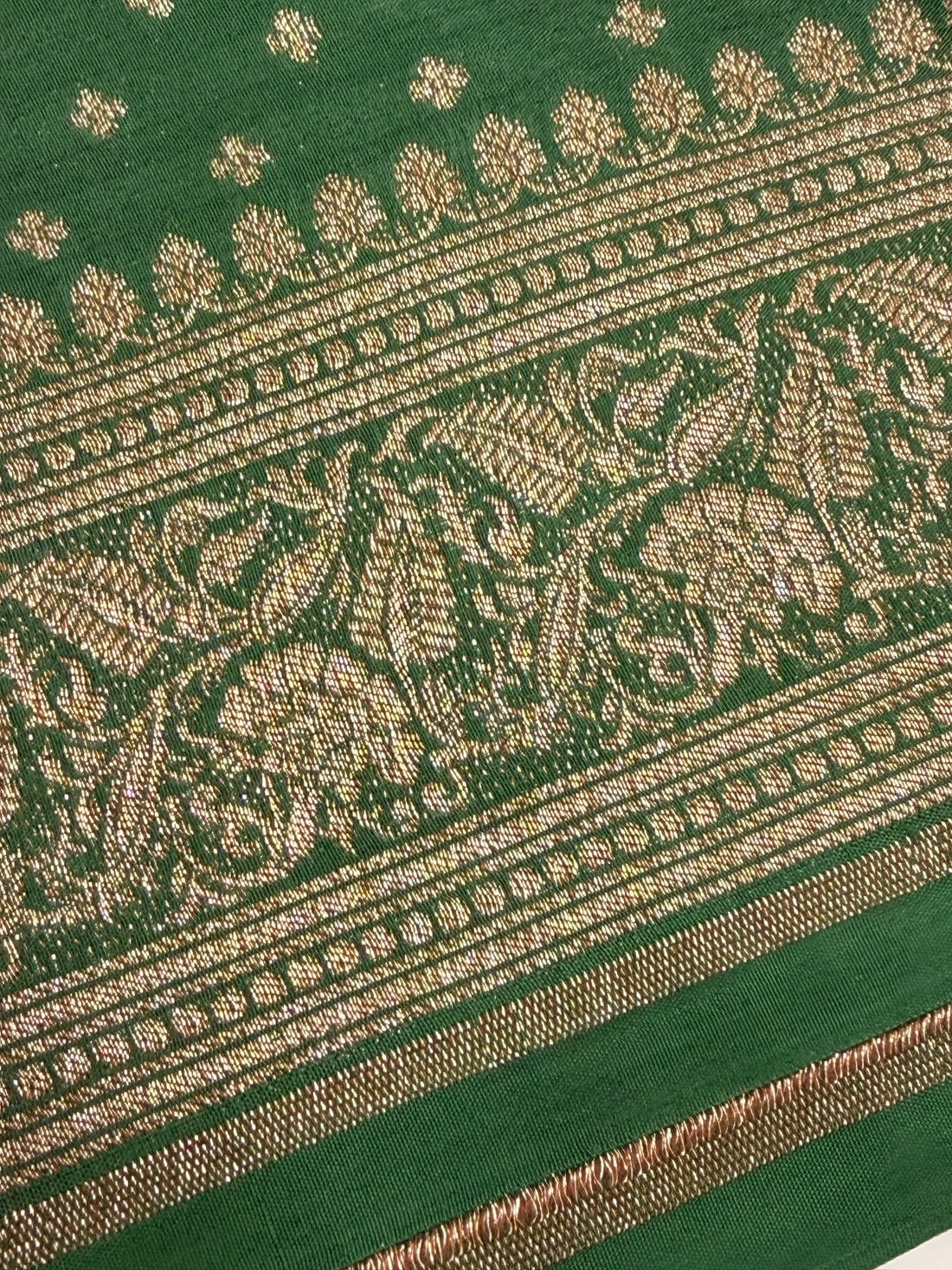 Deep green banaras blouse material 1 mtr