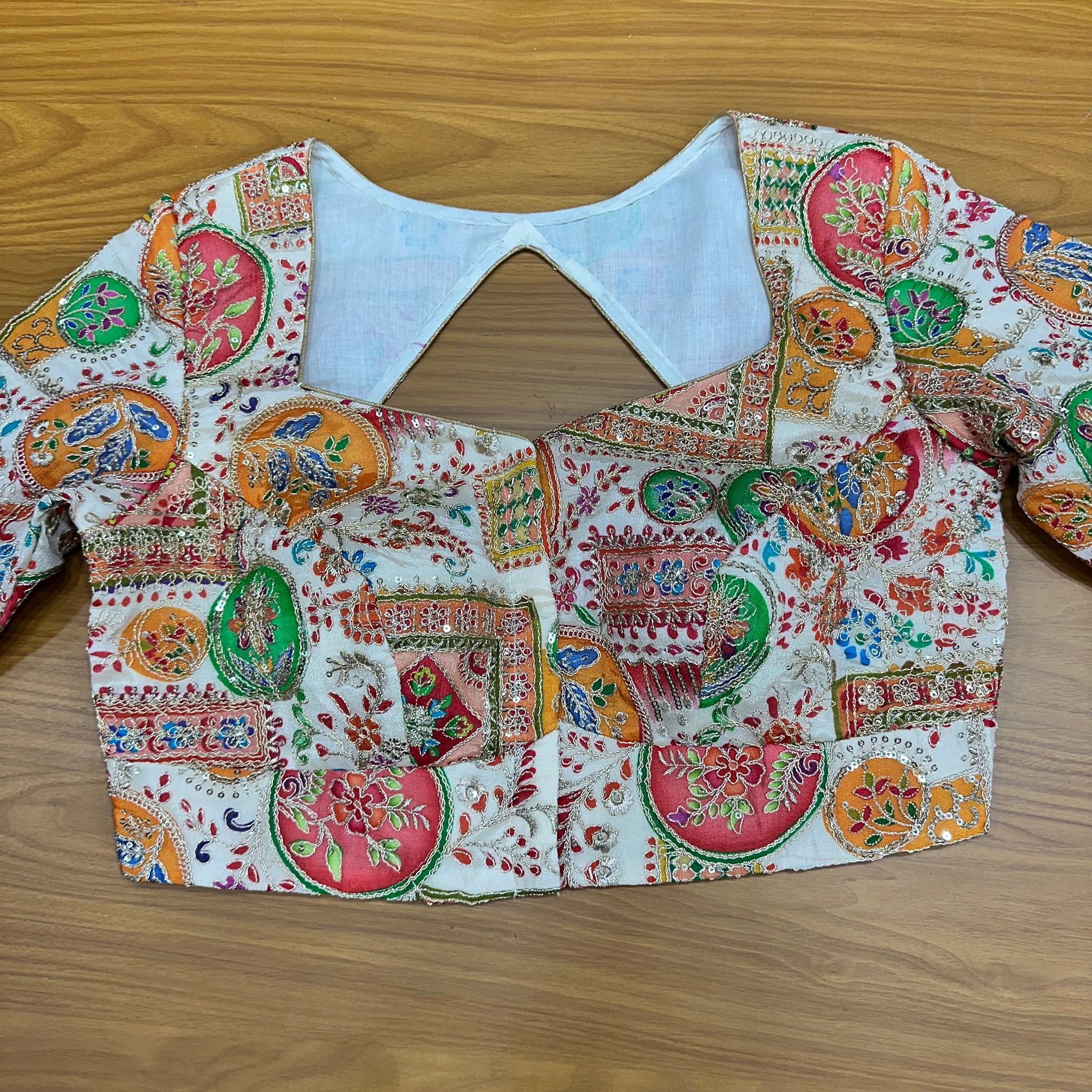 Half white heavy brocade Stiched blouse