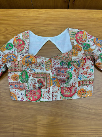 Half white heavy brocade Stiched blouse