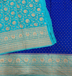 Royal blue pure benarasi crepe silk saree