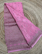 Light pink pure Banarasi crepe saree