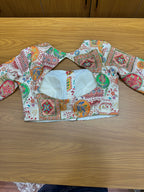 Half white heavy brocade Stiched blouse