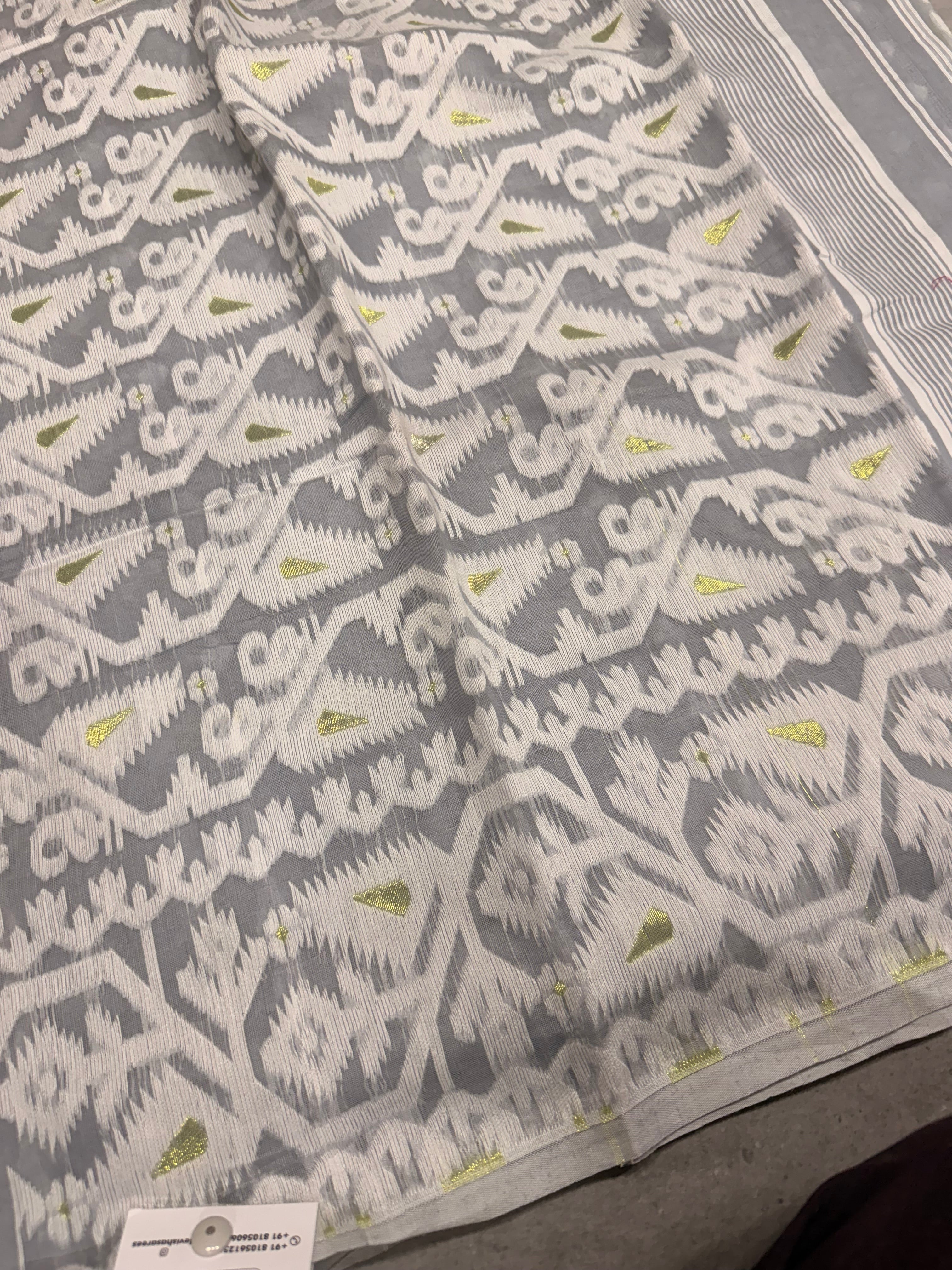 Grey soft jamdani cotton saree