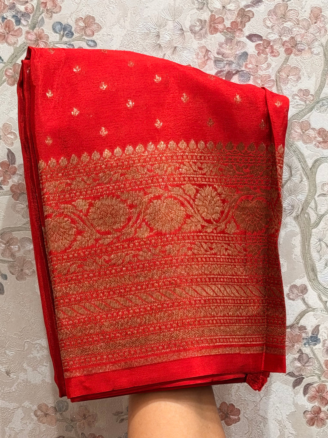 Red banaras blouse material 1 mtr