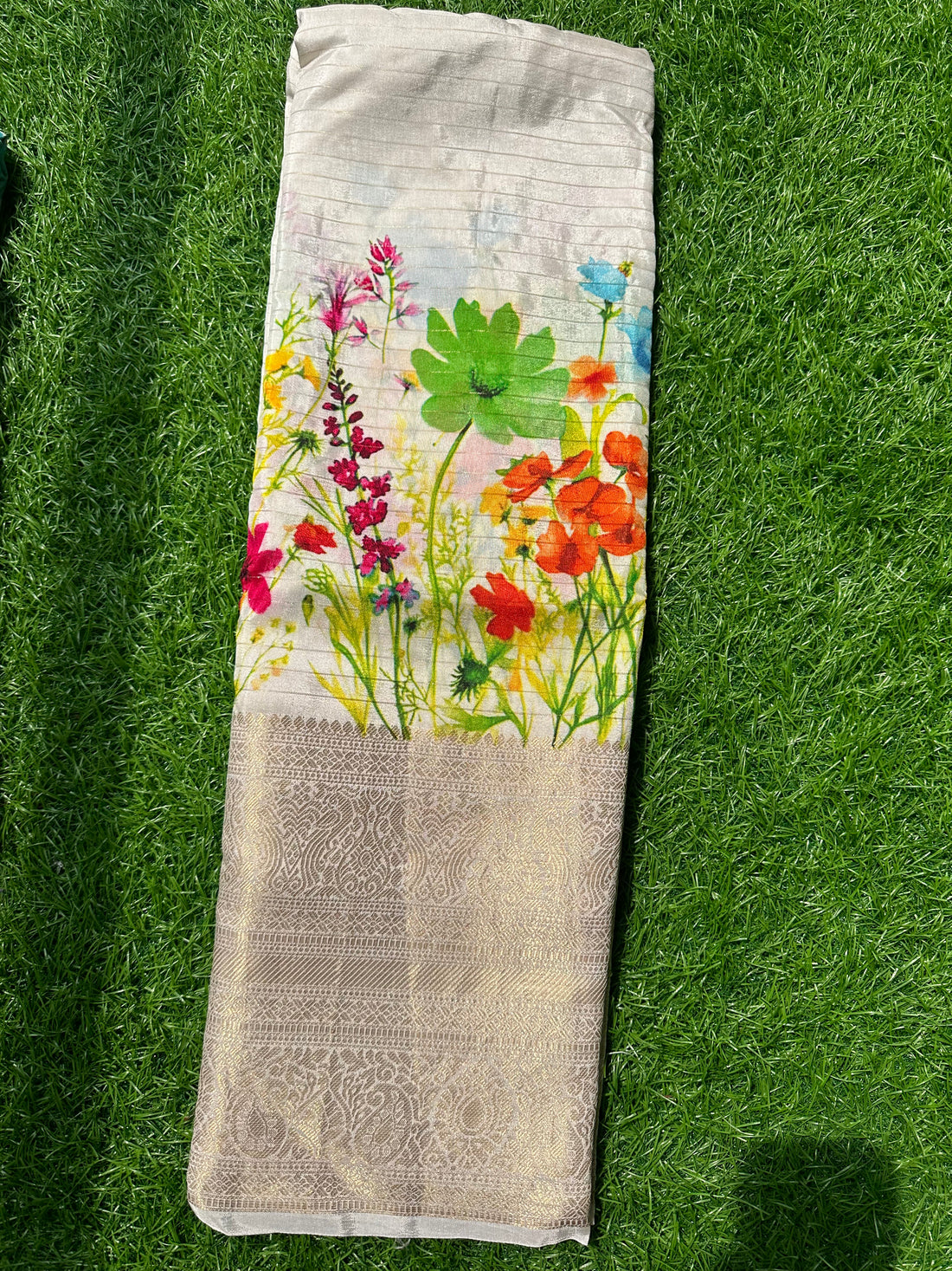 Half white digital kalamkari semi crepe