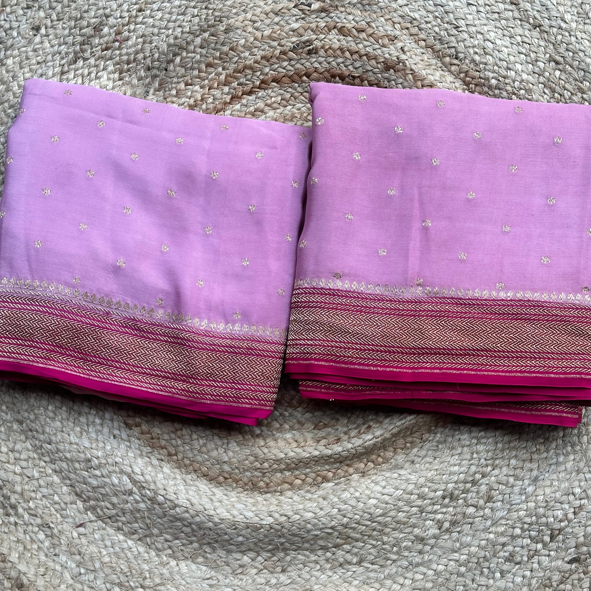 Onion pink and dark pink pure crepe Banaras