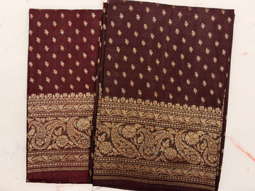 Deep coffee brown banaras blouse material 1 mtr